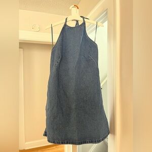 Abercrombie & Fitch Open-Back Halter Denim Mini Deess